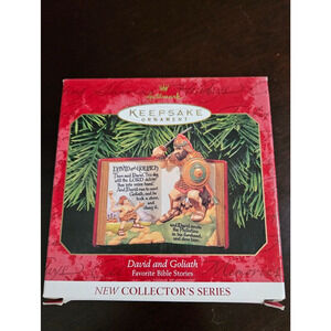 Vintage Hallmark Keepsake David and Goliath Christmas Ornament 1999